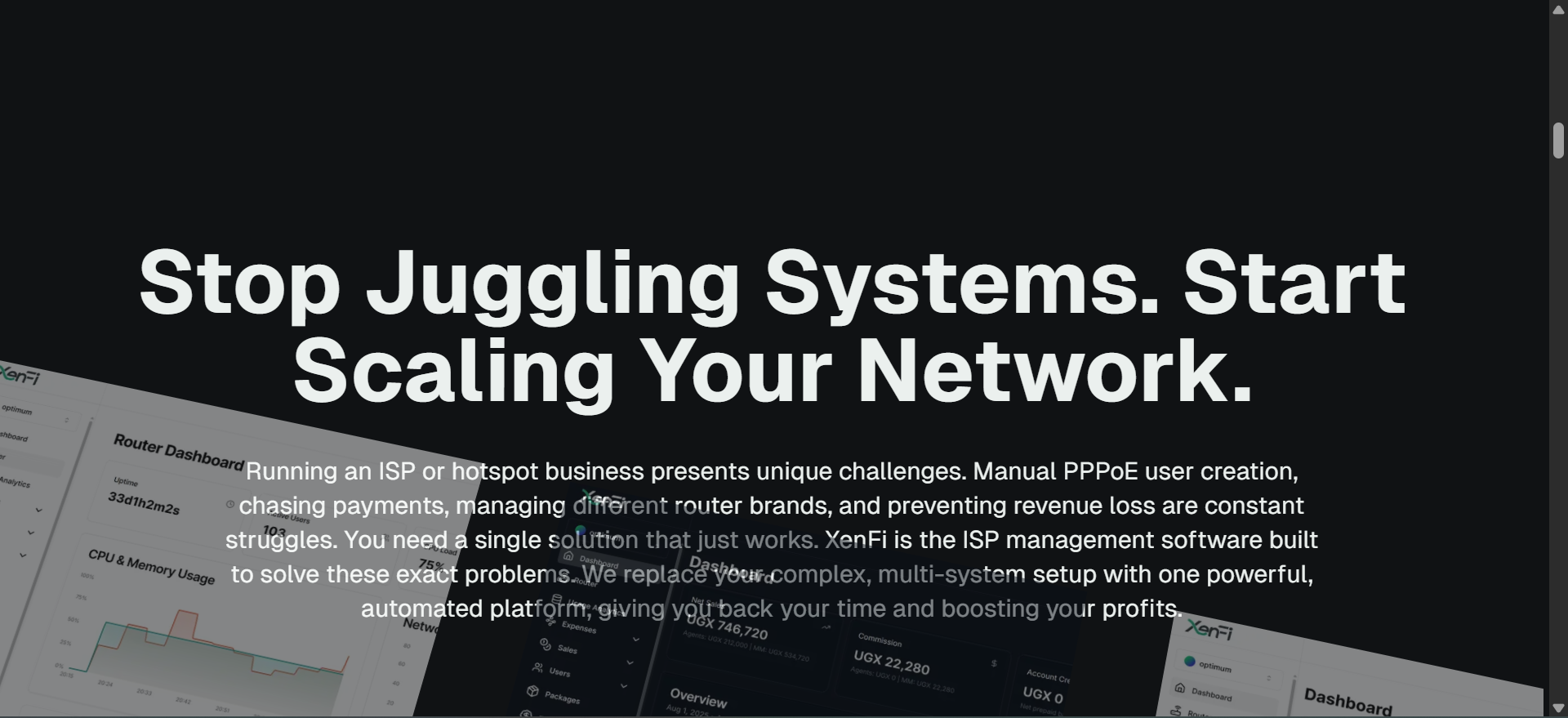 Screenshot of the Xenfi website